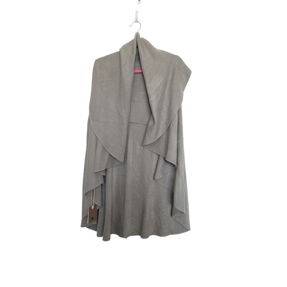 NWT Look by M Shawl Vest Hooded One Size Brown-Gray Thermal Fairy Lagenlook - Picture 2 of 8